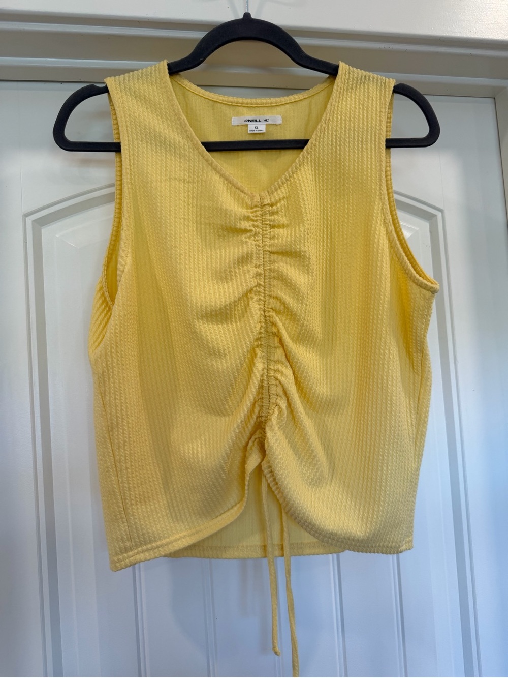O’Neil yellow  Ruched V-Neck Sleeveless Top